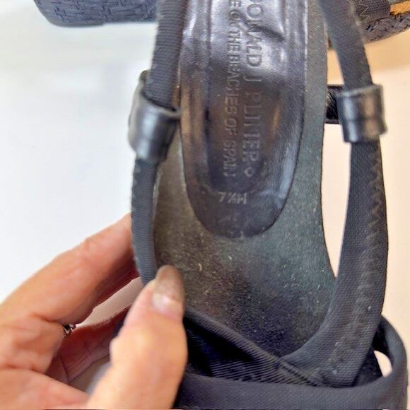 Donald J. Pliner Black Bowie Straw Wedge Sandals Shoes Women's Size 7.5M - Picture 9 of 9